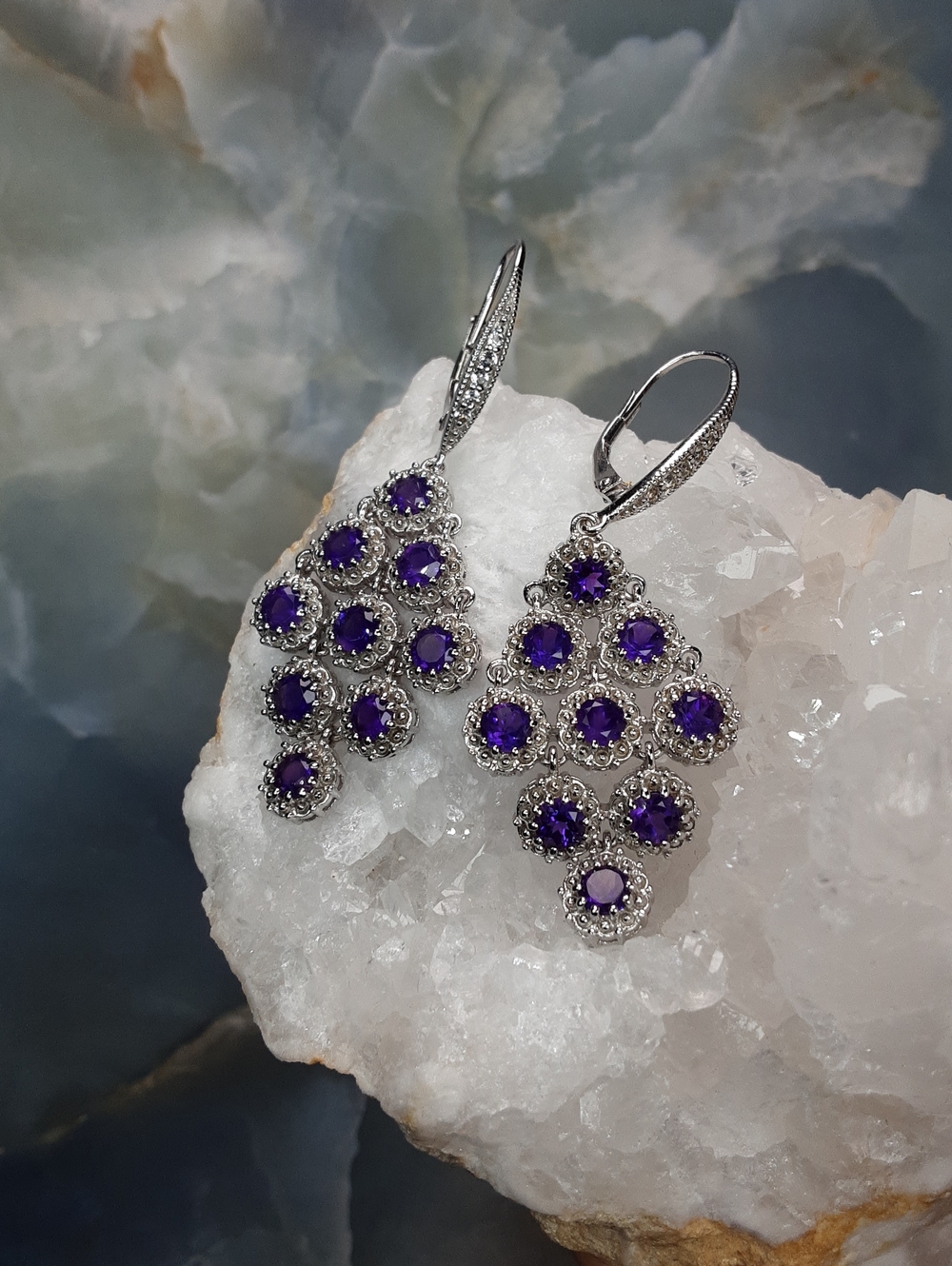 925 Amethyst Drop Earrings.